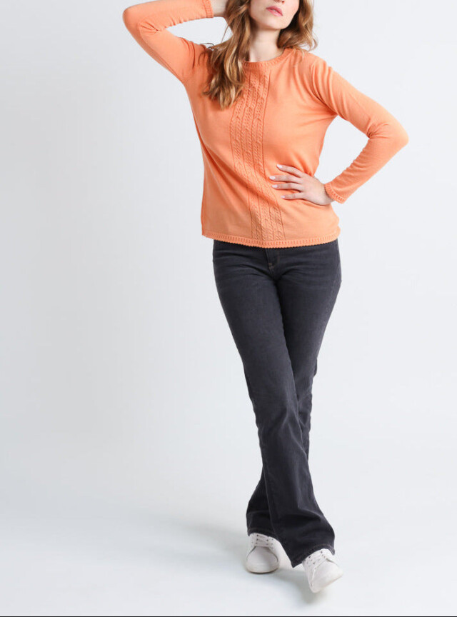 Maison Solfin - Pull femme torsadé en laine orange – 48