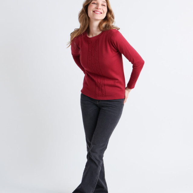 Maison Solfin - Pull femme torsadé en laine rose pourpre – 52