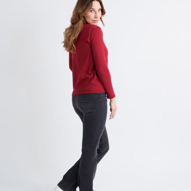 Maison Solfin - Pull femme torsadé en laine rose pourpre – 52