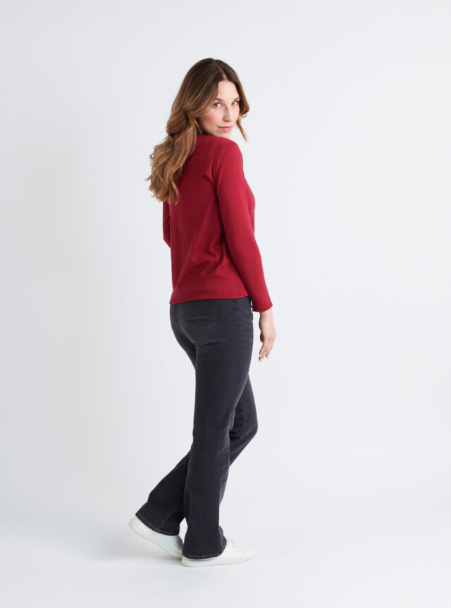 Maison Solfin - Pull femme torsadé en laine rose pourpre – 52