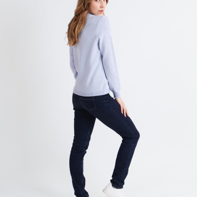 Maison Solfin - Pull femme laine mérinos torsades bleu – 42
