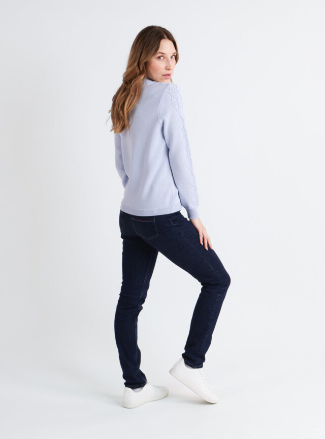 Maison Solfin - Pull femme laine mérinos torsades bleu – 42