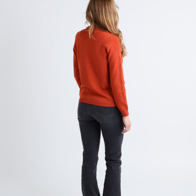 Maison Solfin - Pull femme torsades laine mérinos orange – 50