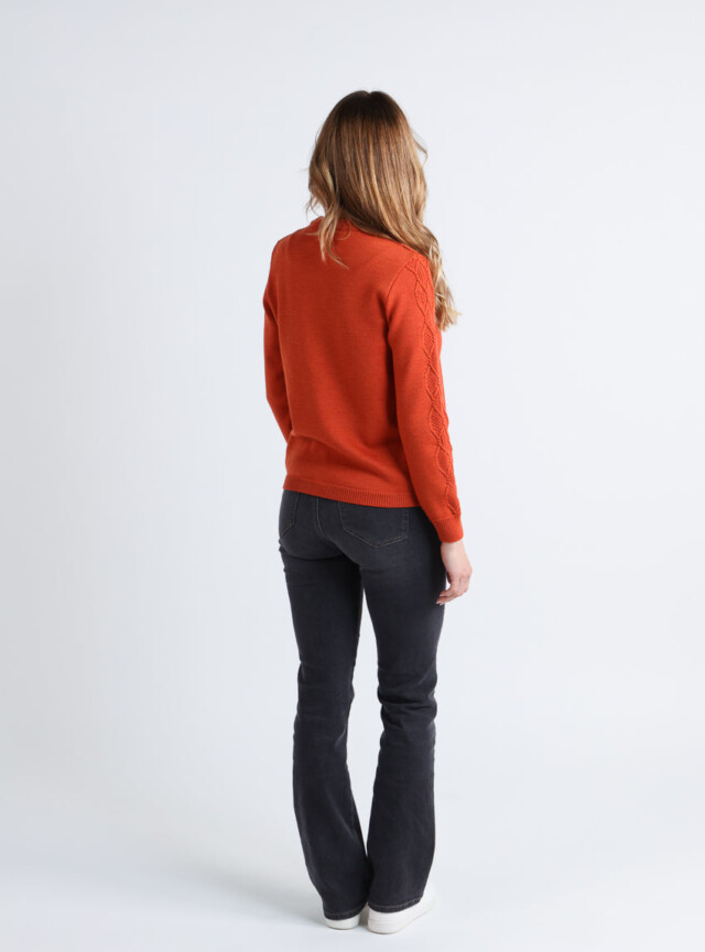 Maison Solfin - Pull femme torsades laine mérinos orange – 50