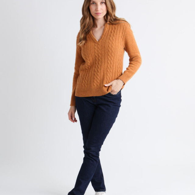 Maison Solfin - Pull femme laine mérinos col polo jaune – 4