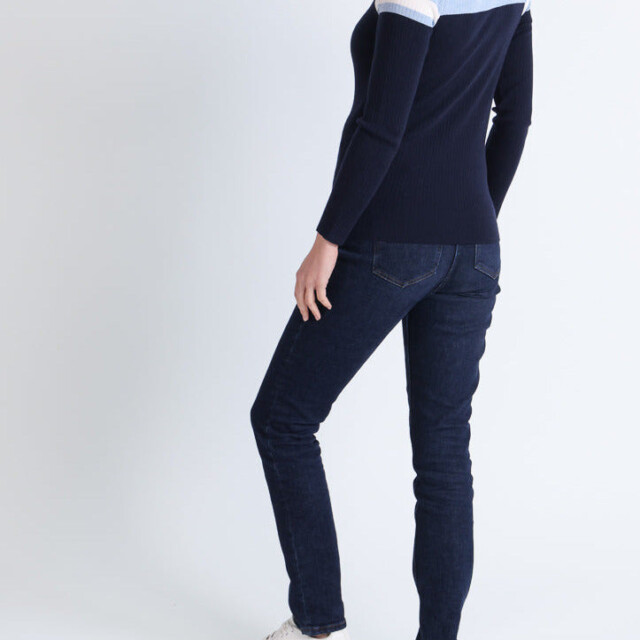 Maison Solfin - Pull chaussette col roulé en laine bleu – 5