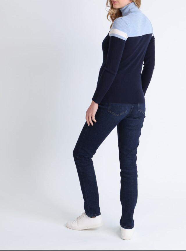 Maison Solfin - Pull chaussette col roulé en laine bleu – 5