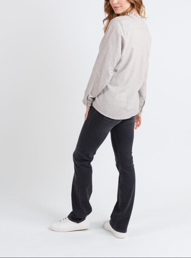 Maison Solfin - Chemisier femme à carreaux gris en coton – 48