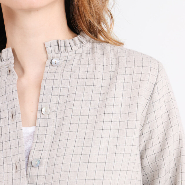 Maison Solfin - Chemisier femme à carreaux gris en coton – 48