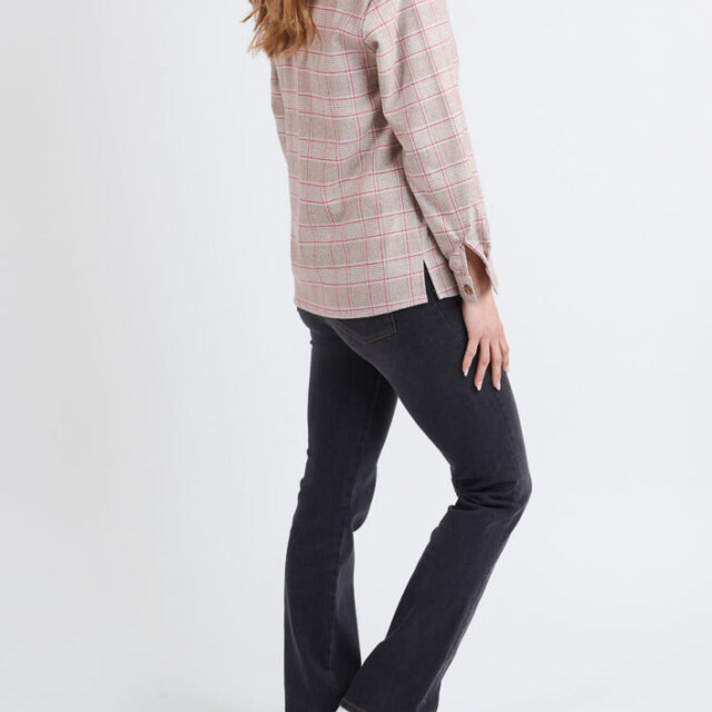 Maison Solfin - Surchemise femme en laine à carreaux rose – 50