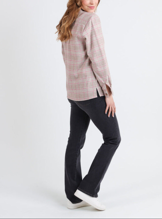 Maison Solfin - Surchemise femme en laine à carreaux rose – 50