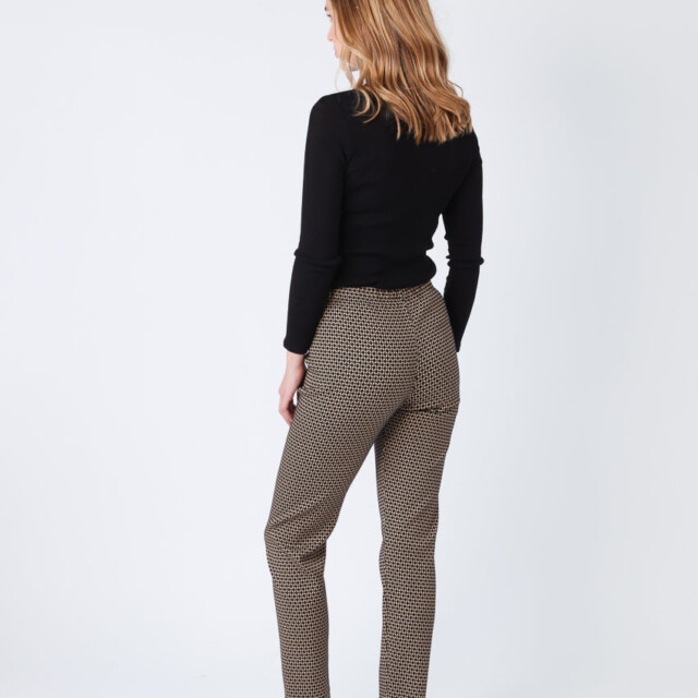 Maison Solfin - Pantalon femme stretch imprimé noir camel – 5