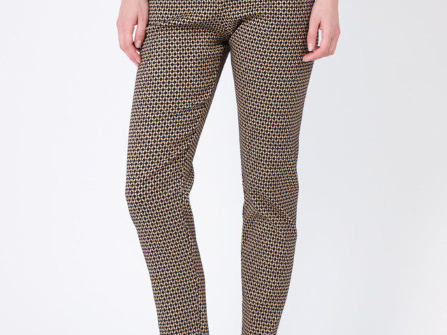 Maison Solfin - Pantalon femme stretch imprimé noir camel – 5