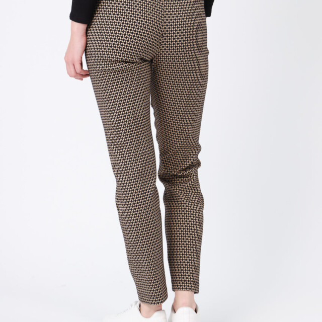 Maison Solfin - Pantalon femme stretch imprimé noir camel – 5