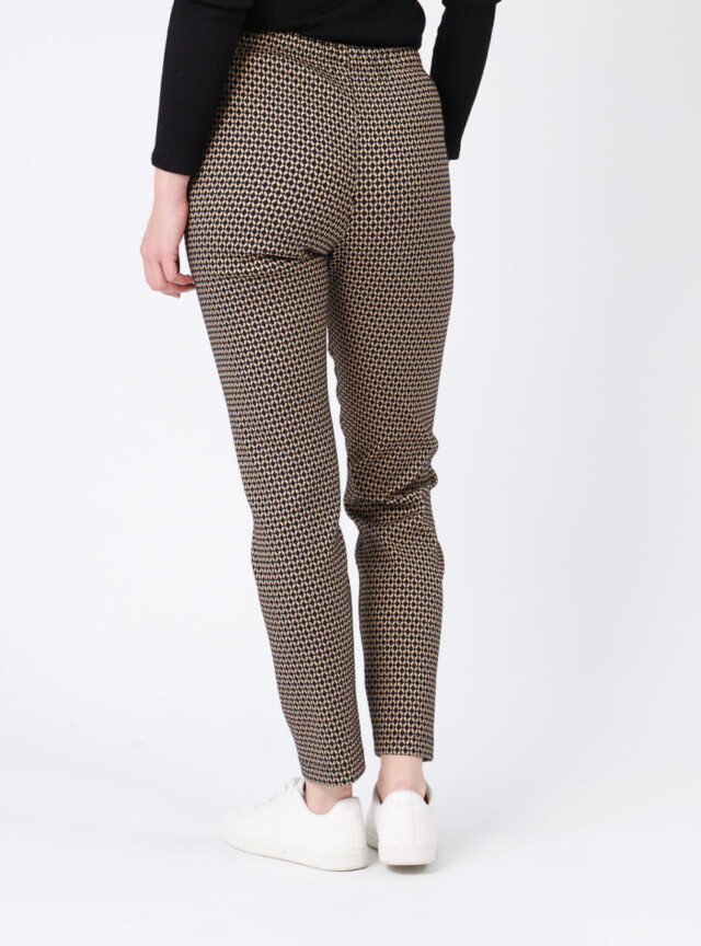 Maison Solfin - Pantalon femme stretch imprimé noir camel – 5