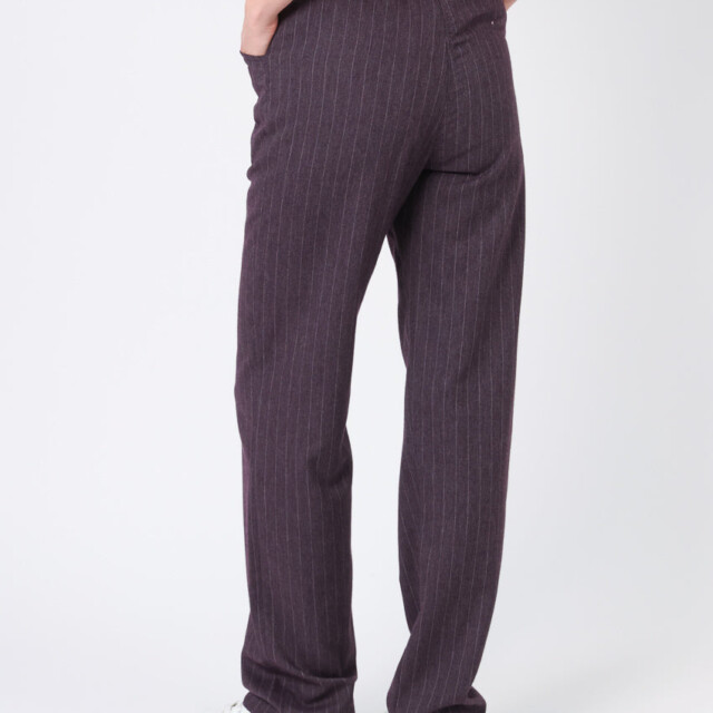Maison Solfin - Pantalon femme violet prune rayé – 52