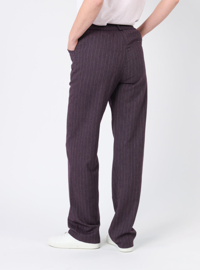 Maison Solfin - Pantalon femme violet prune rayé – 52