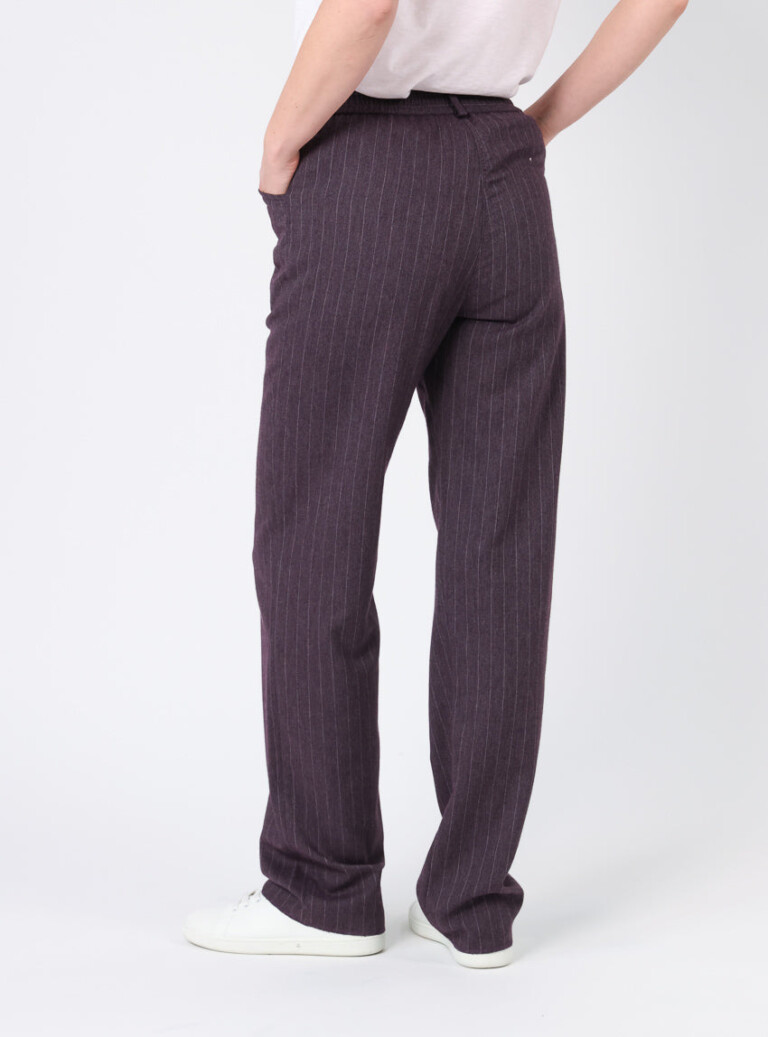Maison Solfin - Pantalon femme violet prune rayé – 52