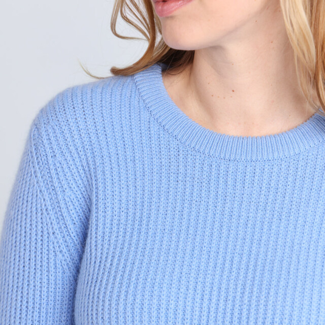 Maison Solfin - Pull femme en maille anglaise bleu – 3
