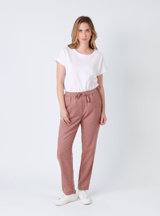 Maison Solfin - Pantalon femme chevrons marron cuivré – 52