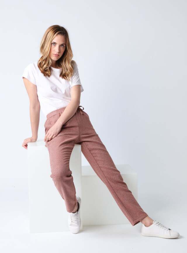 Maison Solfin - Pantalon femme chevrons marron cuivré – 52