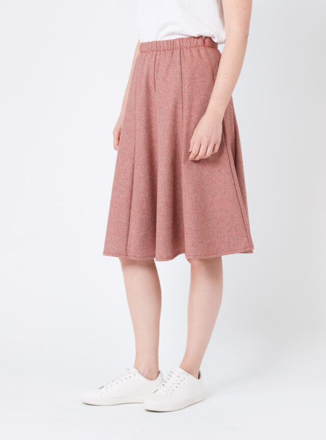 MAISON SOLFIN - Jupe femme en laine chevrons marron