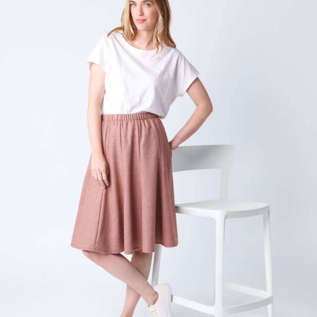 Maison Solfin - Jupe femme en laine chevrons marron – 48