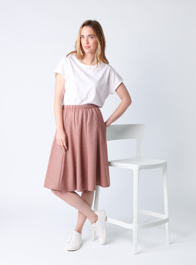 Maison Solfin - Jupe femme en laine chevrons marron – 48