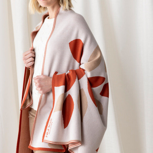 Maison Solfin - Plaid adulte en laine mérinos beige – U