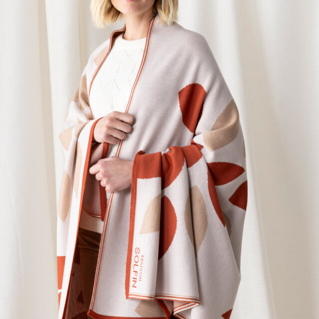 Maison Solfin - Plaid adulte en laine mérinos beige – U