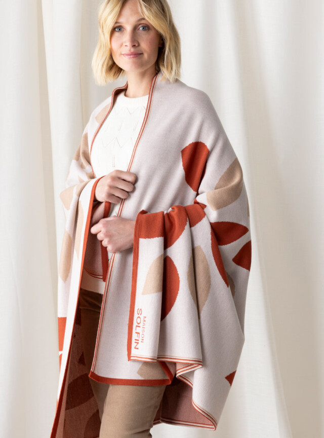 Maison Solfin - Plaid adulte en laine mérinos beige – U
