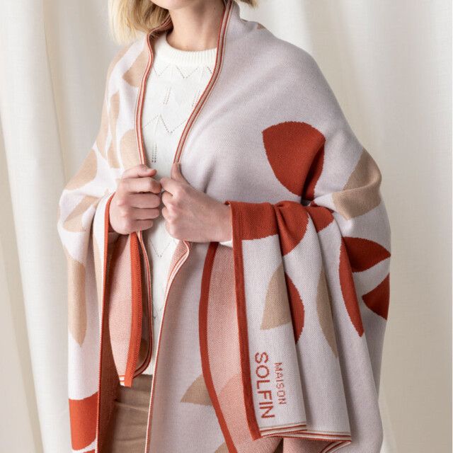 Maison Solfin - Plaid adulte en laine mérinos beige – U