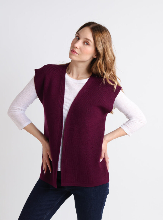 MAISON SOLFIN - Gilet sans manches femme en laine violet