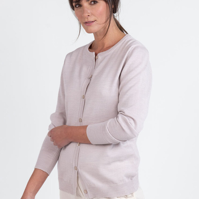Maison Solfin - Cardigan femme en laine beige naturel – 52