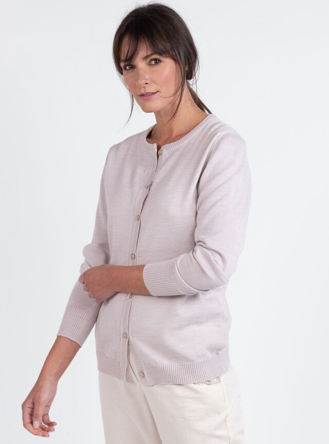 Maison Solfin - Cardigan femme en laine beige naturel – 52