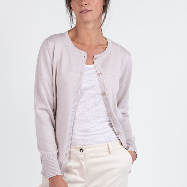Maison Solfin - Cardigan femme en laine beige naturel – 52