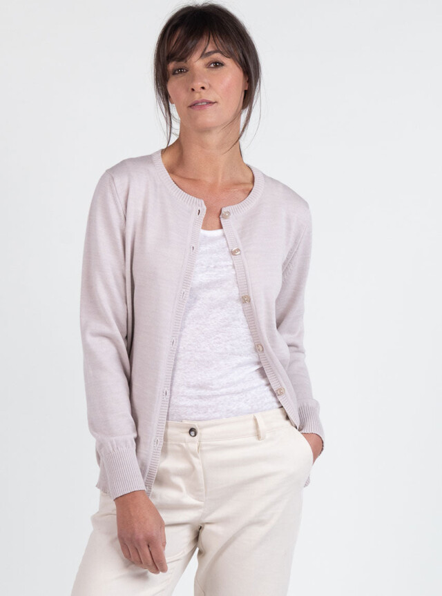 Maison Solfin - Cardigan femme en laine beige naturel – 52