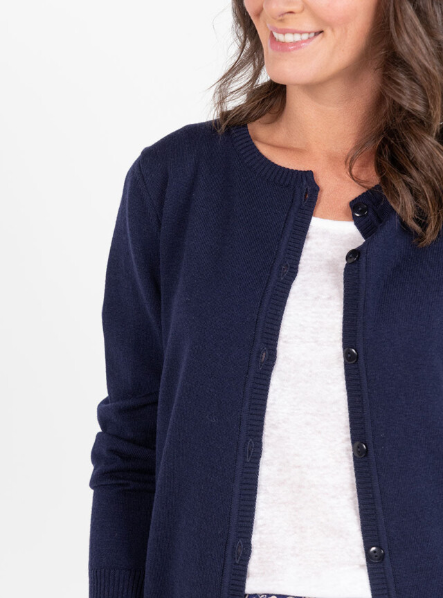 Maison Solfin - Cardigan femme en laine bleu marine – 48