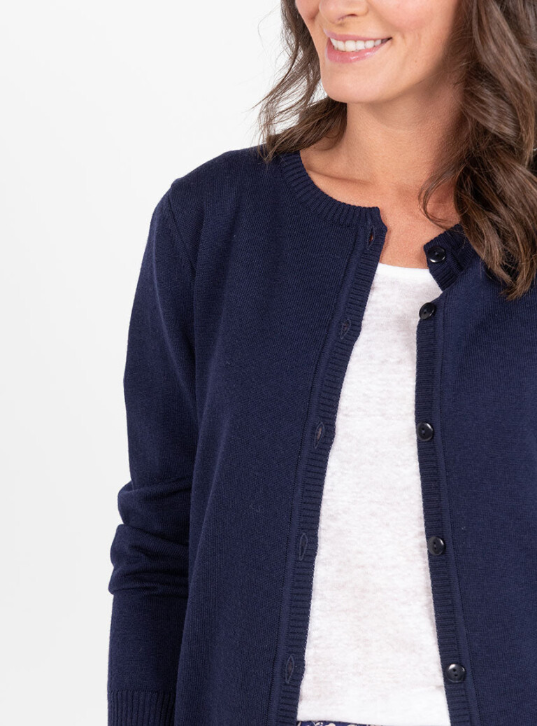 Maison Solfin - Cardigan femme en laine bleu marine – 48
