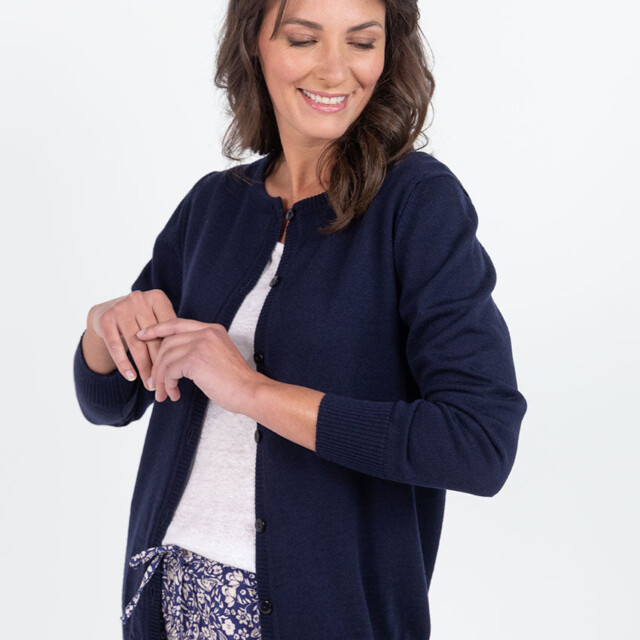 Maison Solfin - Cardigan femme en laine bleu marine – 48