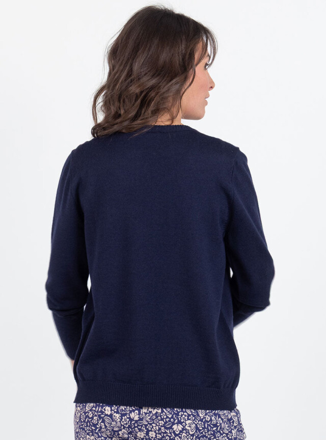 Maison Solfin - Cardigan femme en laine bleu marine – 48