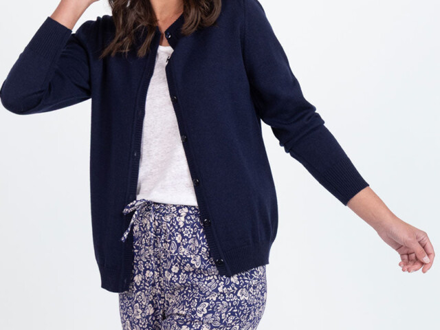 Maison Solfin - Cardigan femme en laine bleu marine – 48