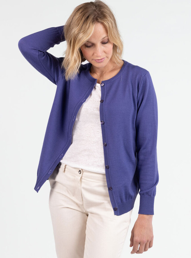 MAISON SOLFIN - Cardigan femme en laine violet lavande