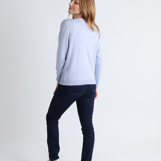 Maison Solfin - Cardigan femme en laine mérinos bleu ciel – 52