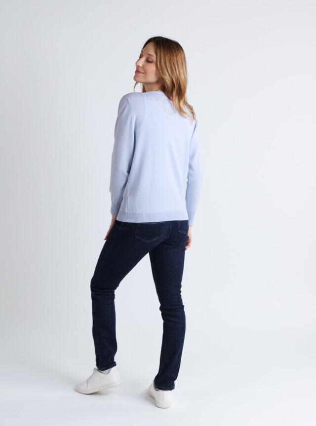 Maison Solfin - Cardigan femme en laine mérinos bleu ciel – 52