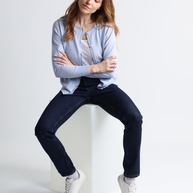 Maison Solfin - Cardigan femme en laine mérinos bleu ciel – 52