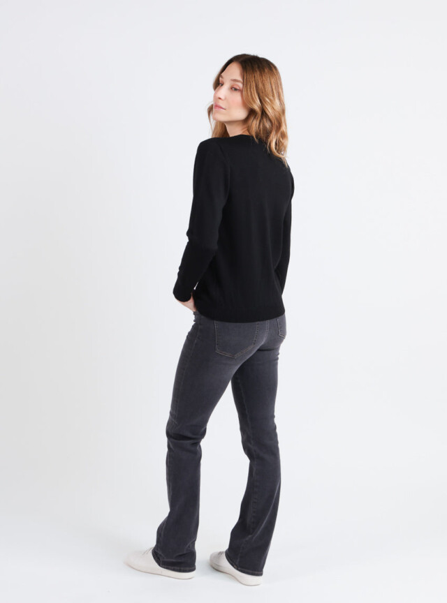 Maison Solfin - Cardigan femme en laine mérinos noir – 52