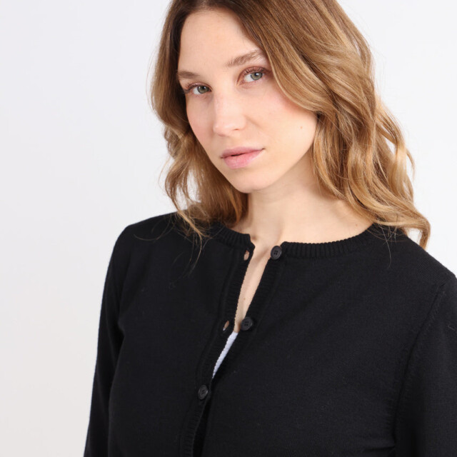 Maison Solfin - Cardigan femme en laine mérinos noir – 52
