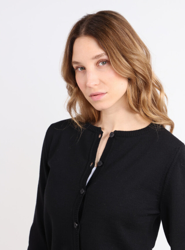 Maison Solfin - Cardigan femme en laine mérinos noir – 52