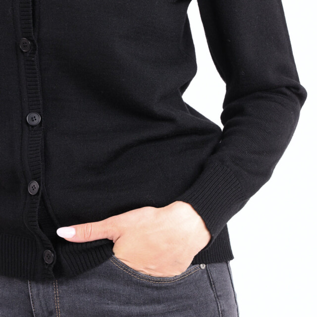 Maison Solfin - Cardigan femme en laine mérinos noir – 52